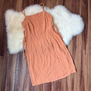 Altar’d State Orange Side Lace Up Linen Mini Dress • Size S